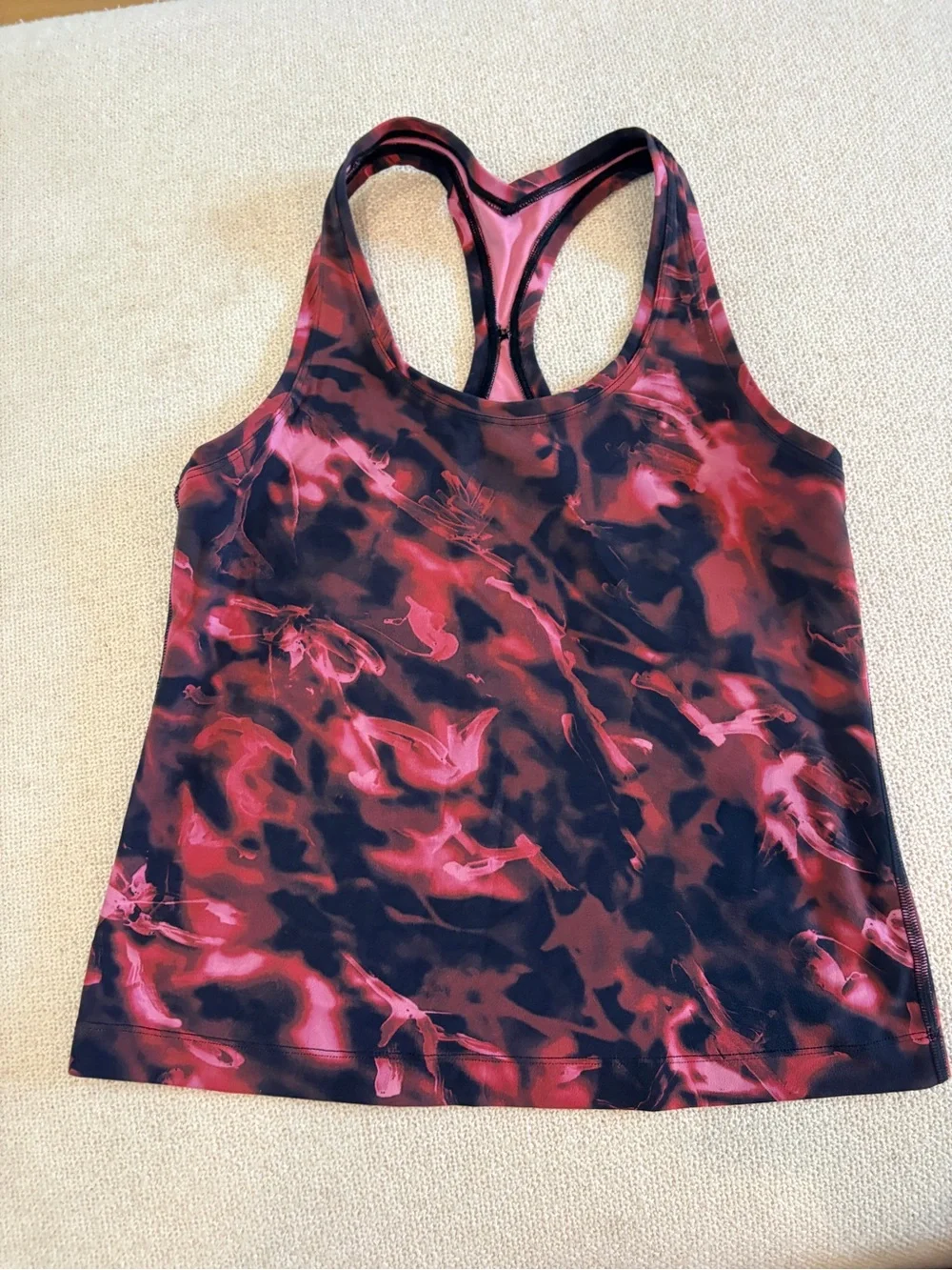 lululemon athletica Pink and Black Tie-Dye Racerback Tank
